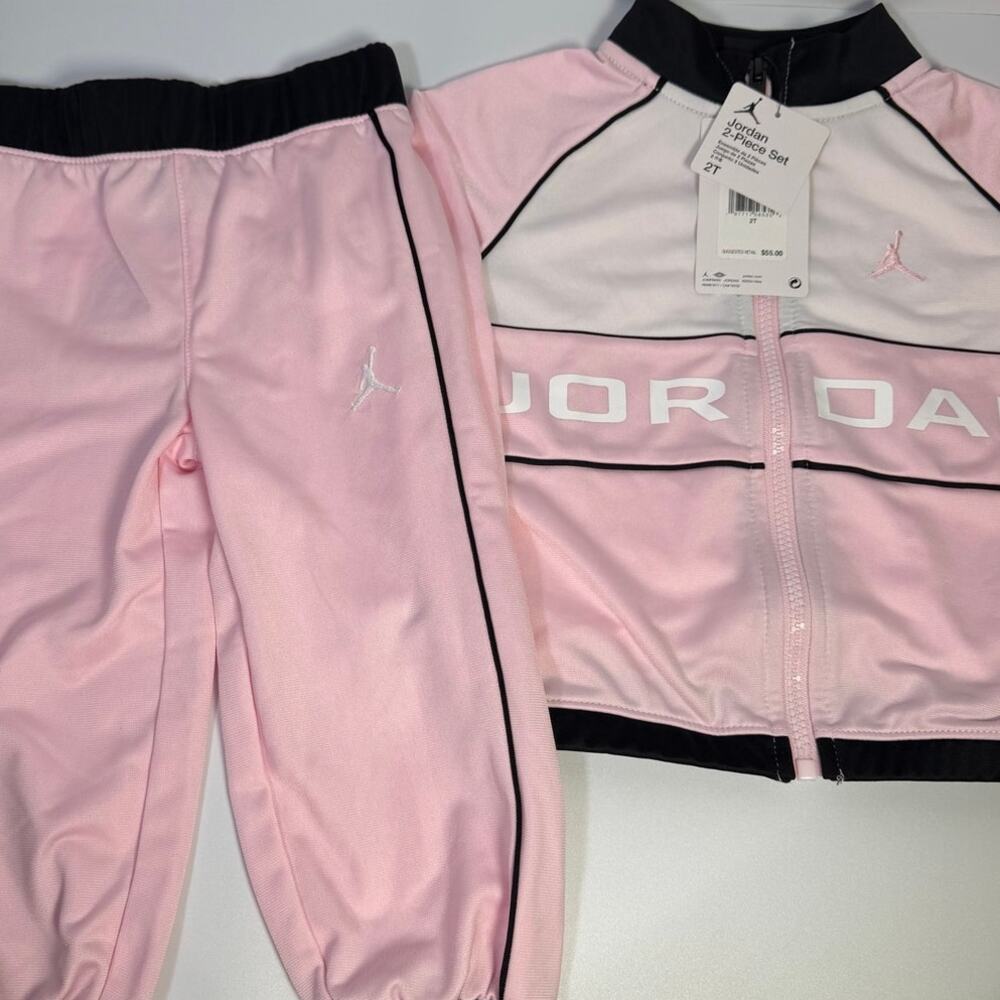 Jordan Toddler Girls 2-Piece Track Jacket Pants Set Pink Black Size 2T NWT